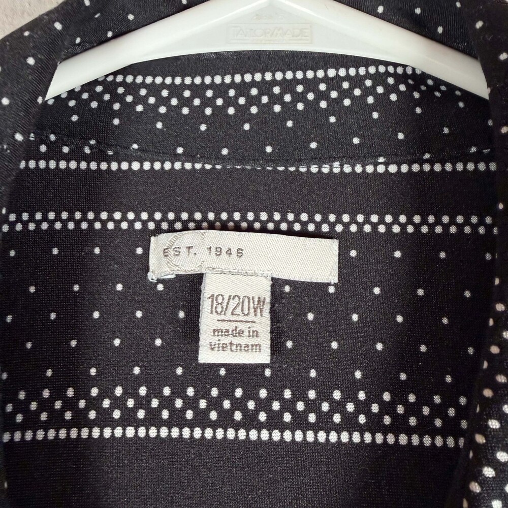 Cato Est. 1946 Black & White Dot Stripe Roll-Tab Shirt Dress – Size 18/20W - Picture 2 of 6